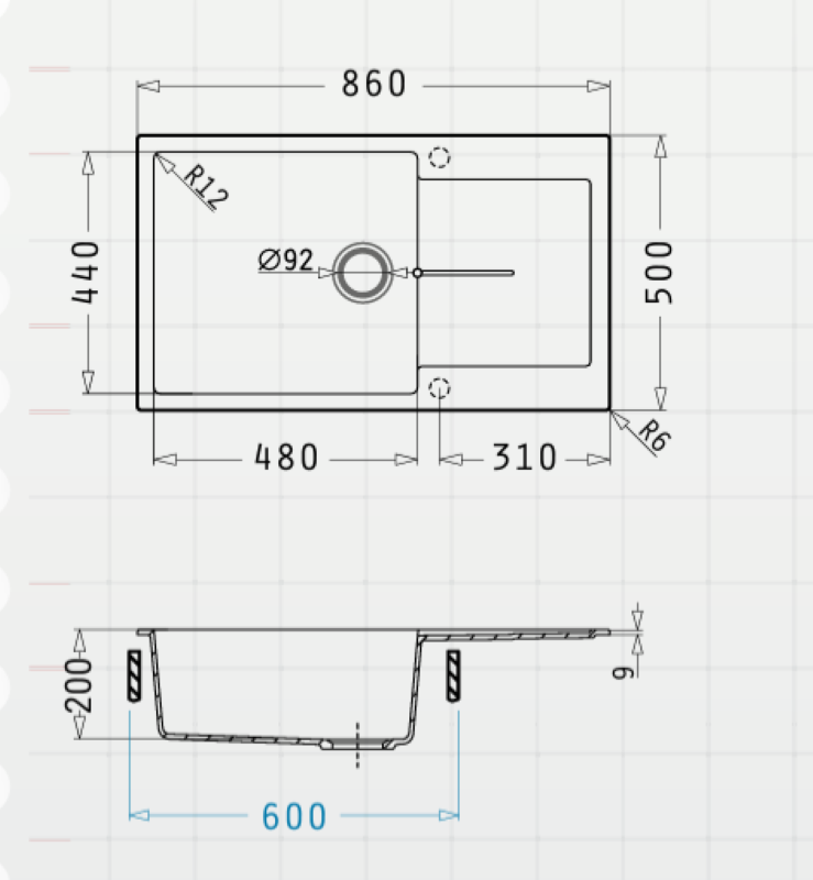 Νεροχύτης γρανίτη Pyramis - Pyragranite Ithaka 86x50 - Image 2