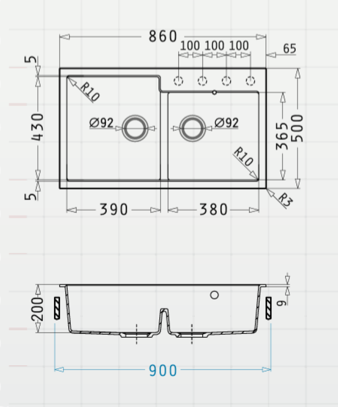 Νεροχύτης γρανίτη Pyramis - Pyragranite Ithaka 86x50 - Image 2