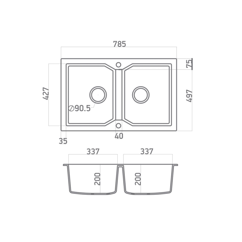Νεροχύτης γρανίτη Sanitec - Ultra Granite 806 79x50 - Image 2