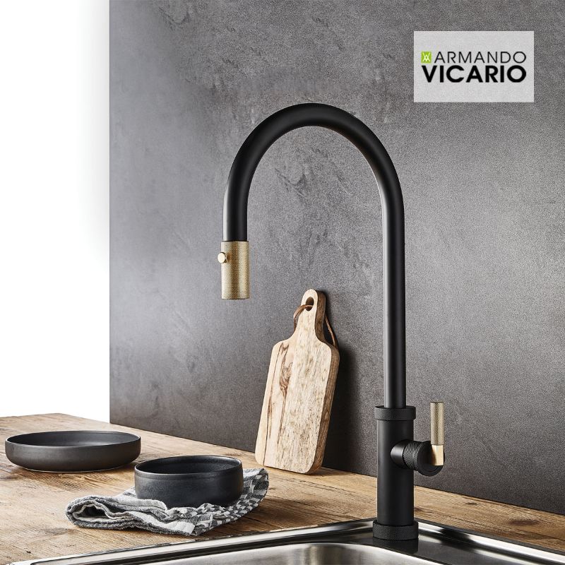 Μπαταρία κουζίνας Urban Black matt & Gold - Vicario