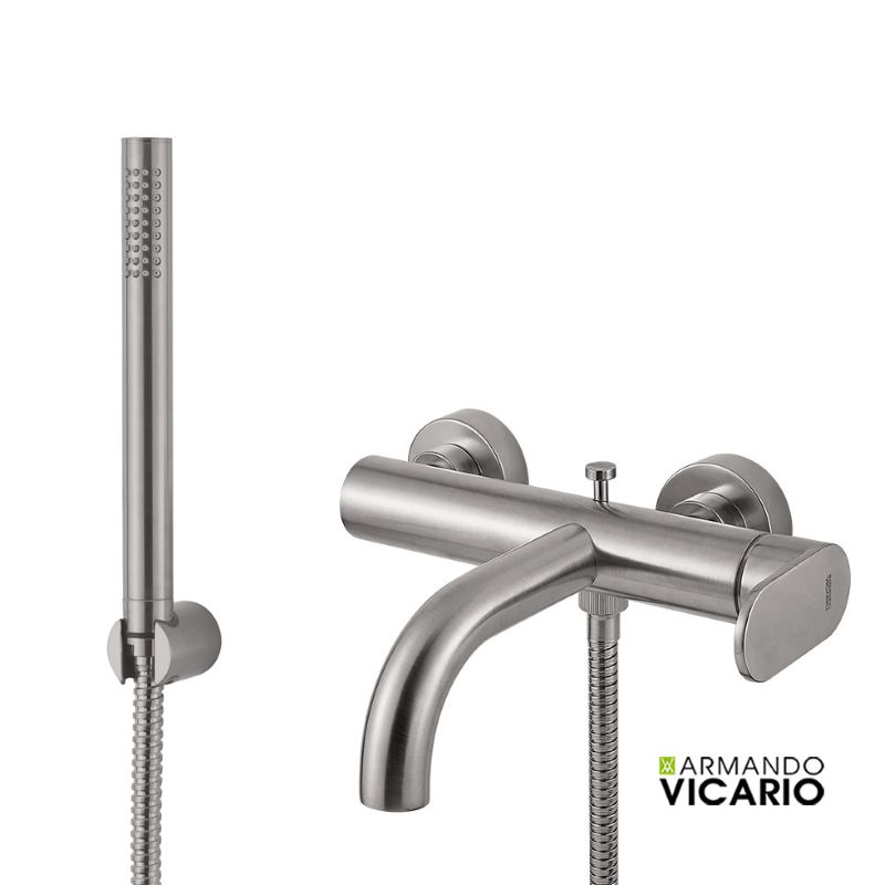 Μπαταρία λουτρού Brushed inox Slim - Vicario