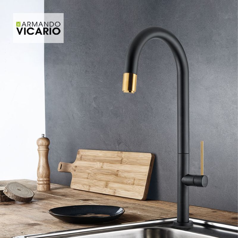 Μπαταρία κουζίνας Tozo Black matt & Gold - Vicario