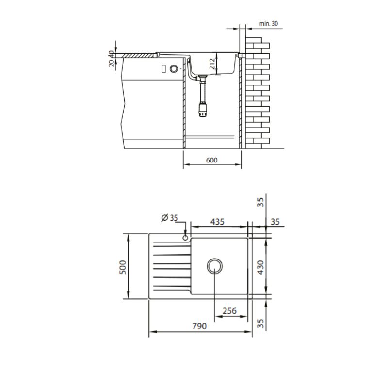 Νεροχύτης συνθετικός Duralit 79x50 - Image 2