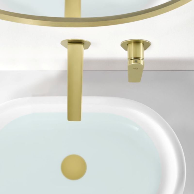 Εντοιχισμένη μπαταρία νιπτήρος Gold matt PVD Delos - Imex