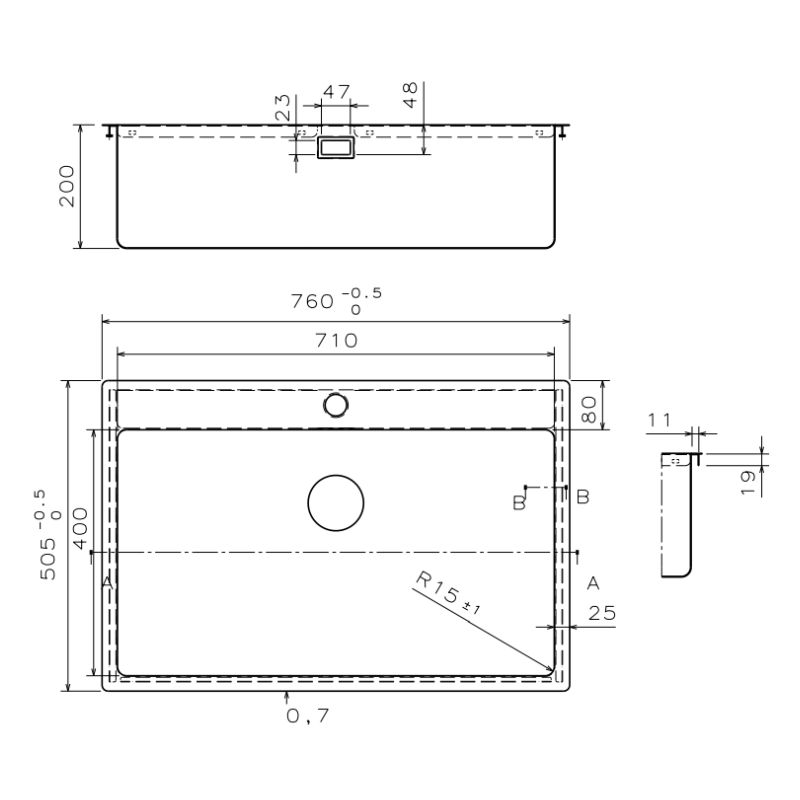 Νεροχύτης ανοξείδωτος Fortinox - Squadro 76 x 50.5 - Image 2