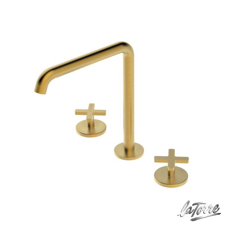 Μπαταρία νιπτήρος 3 οπών Brushed Gold Elle cross - La Torre