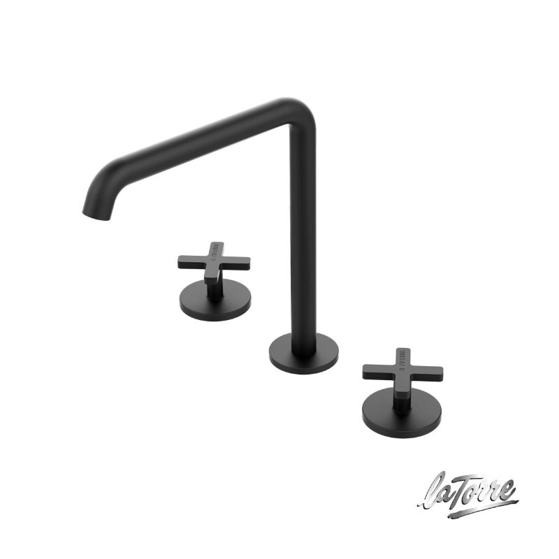 Μπαταρία νιπτήρος 3 οπών Black matt Elle cross - La Torre