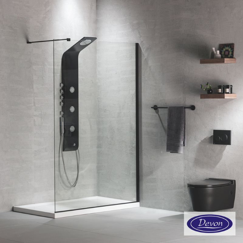Σταθερό κρύσταλλο ύψος 220cm Walk-in Black matt - Devon