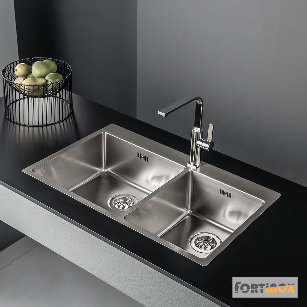 Νεροχύτης ανοξείδωτος Fortinox - Squadro 86 x 50.5 - Image 2