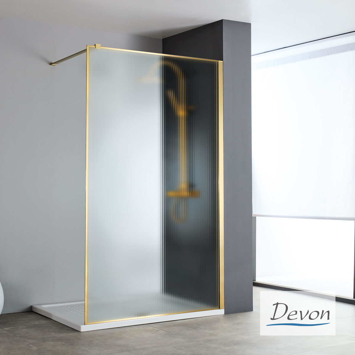 Σταθερό κρύσταλλο fluted Walk-in Gold brushed PVD - Devon