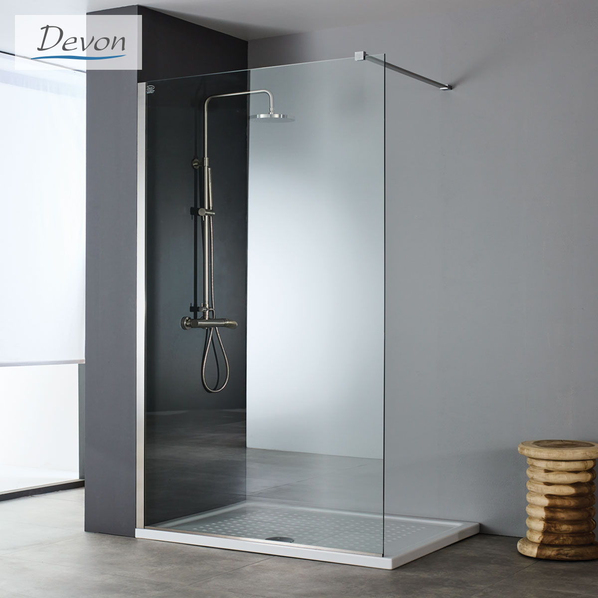 Σταθερό κρύσταλλο ύψος 220cm Walk-in Inox brushed - Devon