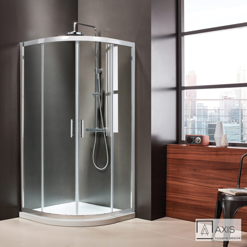 Συρόμενο κρύσταλλο ημικυκλικό 2+2 Chrome - Axis