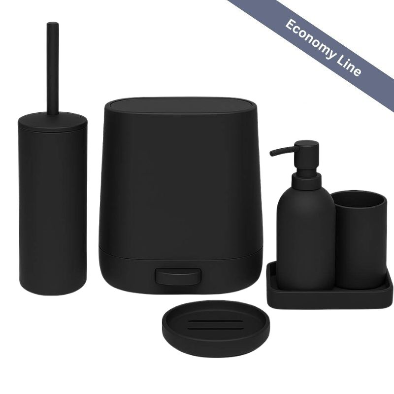 Σετ μπάνιου 6 τεμαχίων PVC black