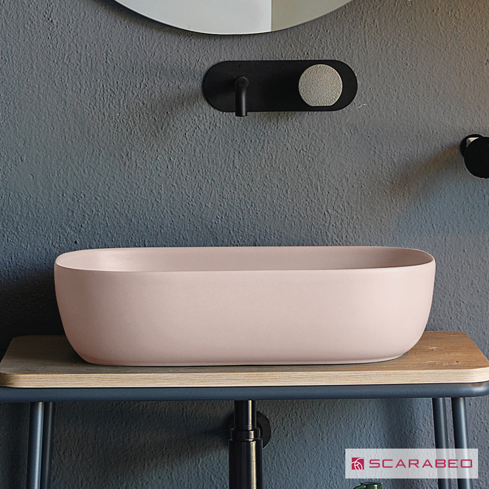 Νιπτήρας Glam 56x39 Antique pink matt - Scarabeo